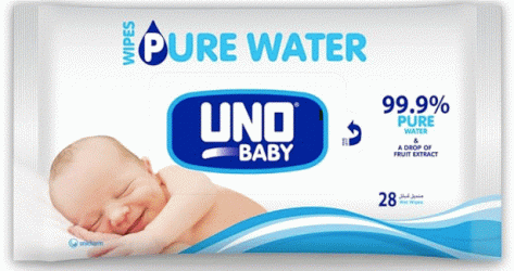 UNO Baby Pure Water Wet Wipes, 28 Wipes